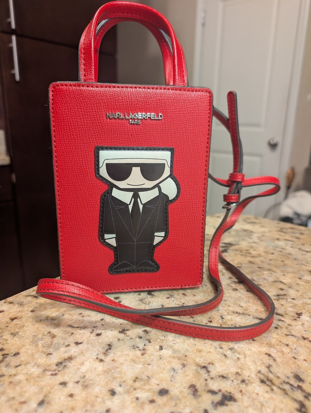 Karl Lagerfeld Red Cartoon Karl Mini Tote Handbag Crossbody